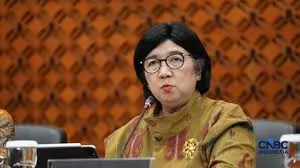 Gubernur Bank Indonesia, Destry Damayanti saat menyampaikan Hasil Rapat Dewan Gubernur Bulanan Bulan Oktober 2026 Cakupan Triwulanan dan Tahunan di Gedung Bank Indonesia, Jakarta, Rabu (21/10/2026).